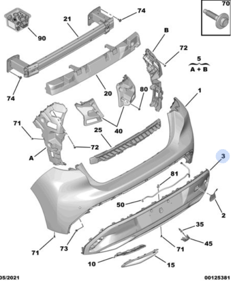 Orijinal Peugeot 308 P5  Arka Tampon Eteği  168102091T