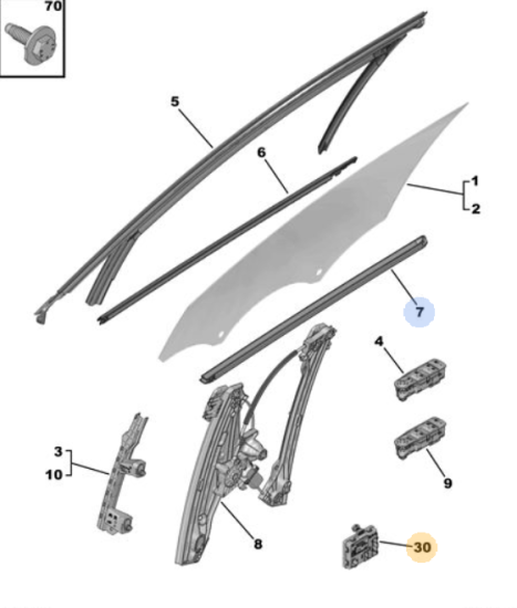 Orijinal Peugeot 308 P5 Ön Kapı Camı Beyni   1690048280