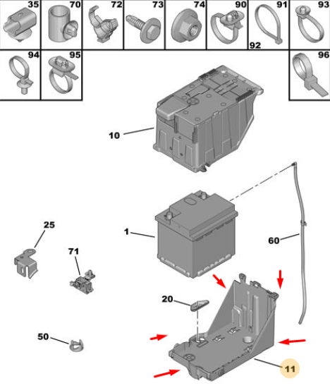 Orijinal Peugeot 308 T7 Akü Alt Kutusu 5615.H2