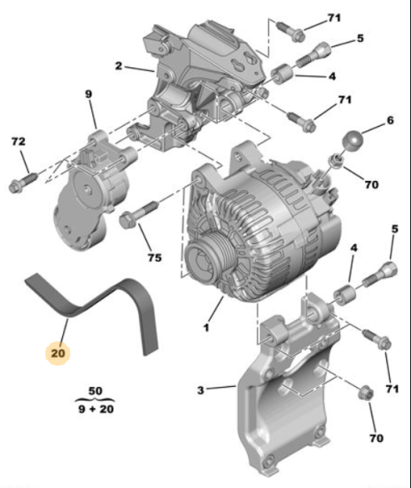 Orijinal Peugeot 308 T7 Alternatör Kayışı 5750YQ
