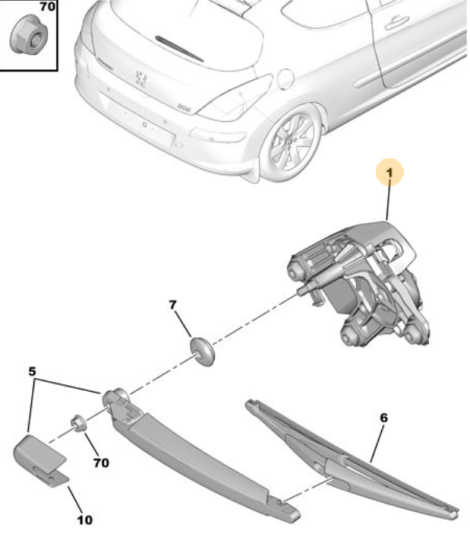 Orijinal Peugeot 308 T7 Arka Cam Silecek Motoru   6405JQ