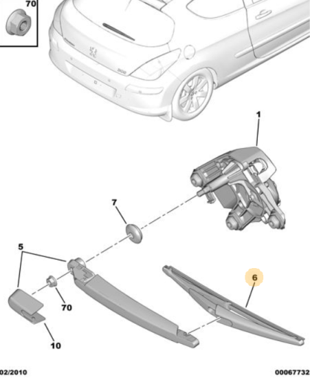 Orijinal Peugeot 308 T7 Arka Cam Sileceği    642391