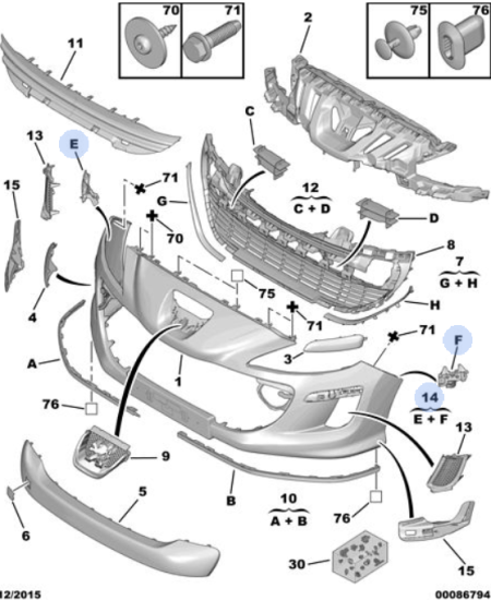 Orijinal Peugeot 308 T7 Ön Tampon Braket    7416G1