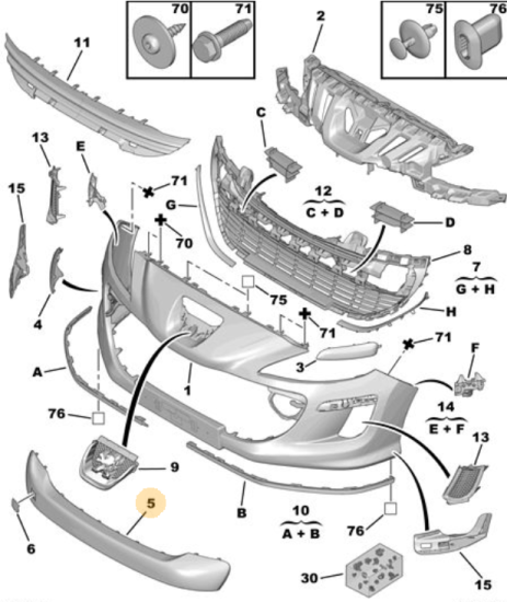 Orijinal Peugeot 308 T7 Ön Tampon Kuşağı   7452QH