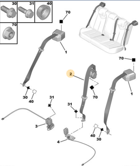 Orijinal Peugeot 308 T7 Arka Emniyet Kemeri Makarası Orta 8975.GY