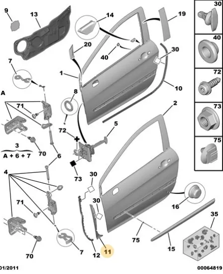 Orijinal Peugeot 308 Ön Kapı Üzerindeki Fitil Sol  902585