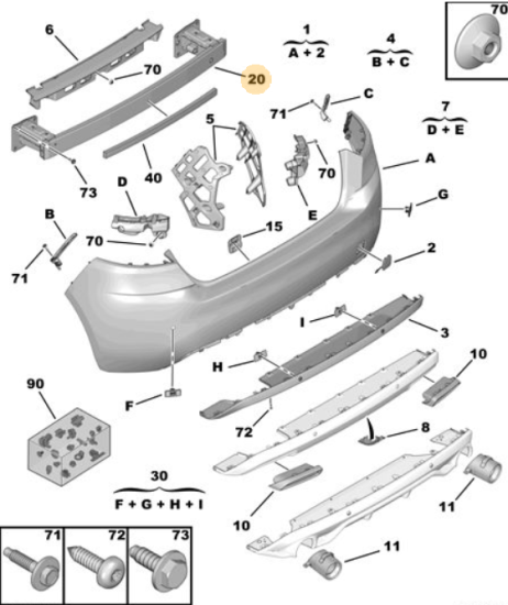 Orijinal Peugeot 308 T9  Arka Tampon Demiri    9677378480