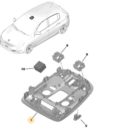 Orijinal Peugeot 308 T9 Tavan Konsolu    96778221PR