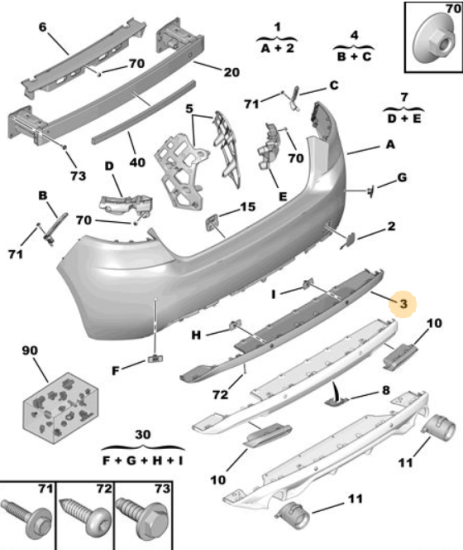 Orijinal Peugeot 308 T9 Arka Tampon Difüzörü   98005537XT