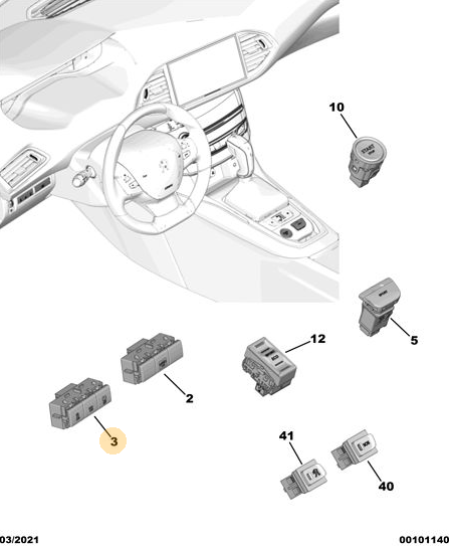 Orijinal Peugeot 308 T9 ESP ECO Switch Düğmesi 98033305ZD