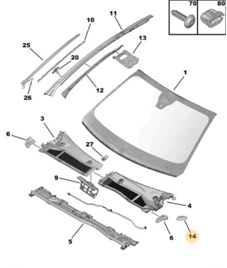 Orijinal Peugeot 308 P5 Ön Cam Izgarası Su Boşaltma Hortumu  9806680580