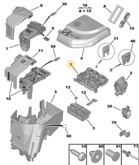 Orijinal  Peugeot 308 T7 Sigorta Kutusu  9807028780