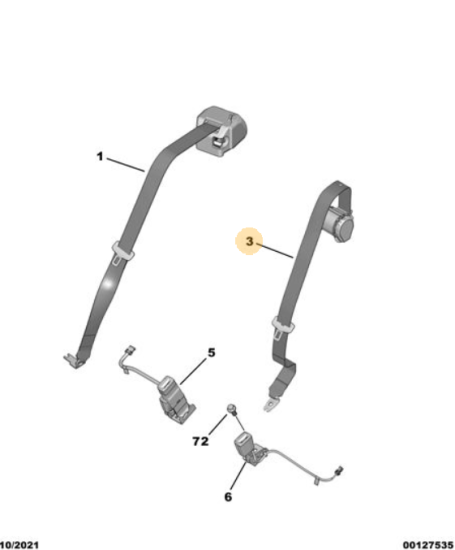 Orijinal Peugeot 308 P5 Arka Emniyet Kemeri Orta 98307217XX