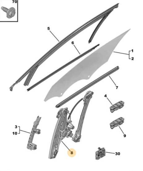 Orijinal Peugeot 308 P5 Ön Cam Krikosu Sağ   9830815180
