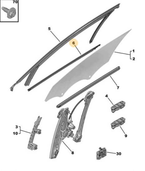 Orijinal Peugeot 308 P5 Ön Kapı Cam Dış Yatay Fitili Sol  9830823580