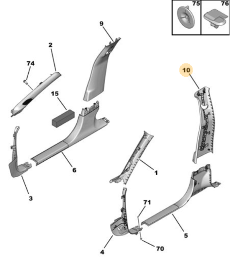 Orijinal Peugeot 308 P5 Orta Kapı Direği Döşemesi Sol 98321295ZD