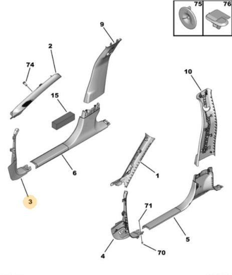 Orijinal Peugeot 308 P5  Ön Kapı Direği Alt Döşemesi Sağ  98321831ZD