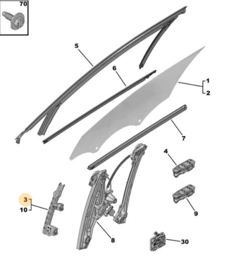 Orijinal Peugeot 308 P5 Kapı Oluk Kızağı Sağ  9833019480