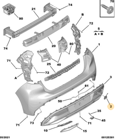 Orijinal Peugeot 308 P5 Arka Tampon Çeki Demiri Kapağı 983715161T