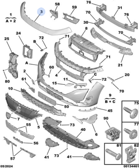 Orijinal Peugeot 308 P5 Ön Tampon Üst   983770931T
