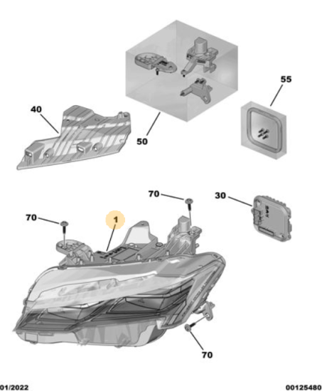 Orijinal Peugeot 308 P5  Ön Far Sol  9839312080