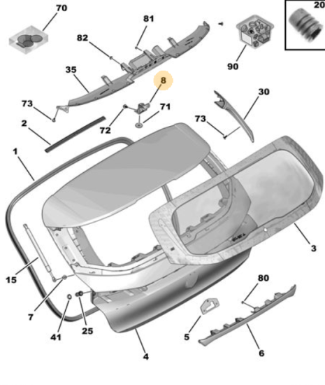 Orijinal Peugeot 308 P5 Bagaj Kapağı Menteşesi  9843671480