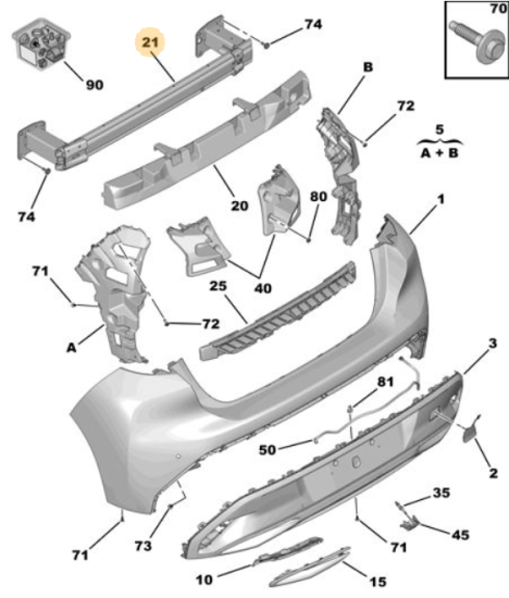 Orijinal Peugeot 308 P5 Arka Tampon Demiri    9846137380