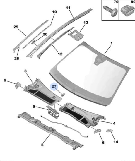 Orijinal Peugeot 308 P5 Ön Cam Izgarası Su Boşaltma Borusu    9856346780